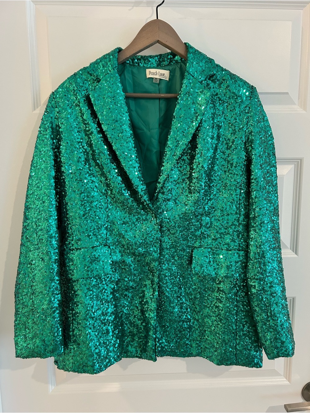 Peach Love Emerald Sequin Blazer Size M